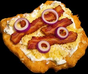 Lángos with Cheese + Bacon