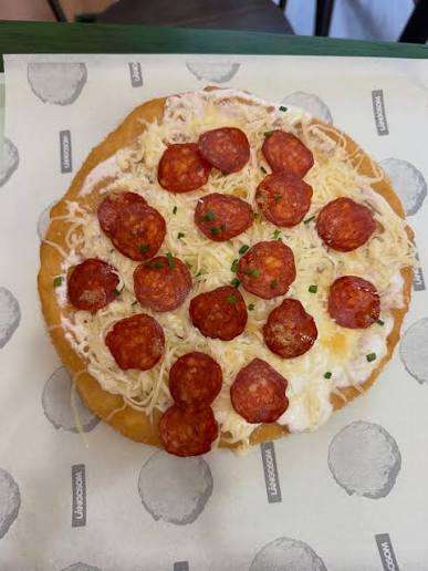 Lángos with Cheese + Peperoni